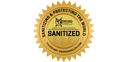 Sword Shield Sanitized - Sanitizing & Protecting the World Badge